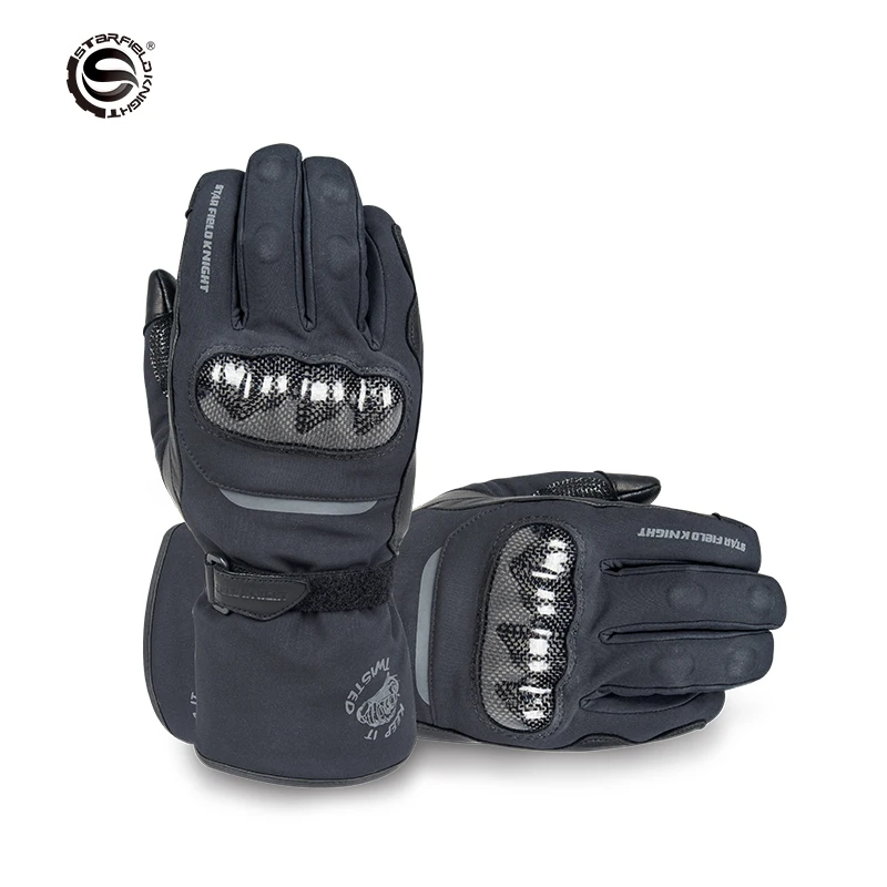 SFK Genuine Leather Motorcycle Gloves Waterproof Carbon Fiber Protecion Gloevs Touch Screen Women Men Motorcycle Accessories