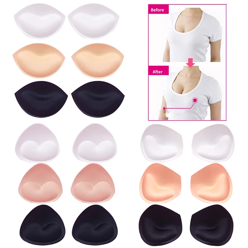 

2Pcs 1Pair Breathable Sponge Bra Pads Push Up Breast Enhancer Removeable Bra Padding Inserts Cups for Swimsuit Bikini Padding