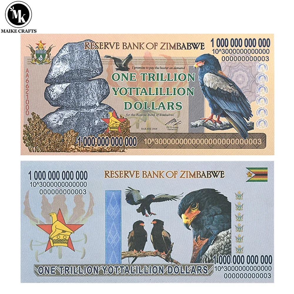 Коллекционные банкноты Зимбабве 1 триллион йотталлион долларов MAI KE crafts