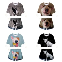 kawaii dog print two piece set short sleeve crop top shorts sweat suits y2k women tracksuit outfits summer sexy girl sets
