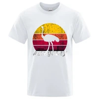 ostrich on sunset background mens tshirt summer cotton fashion oversized clothing sweat high quality tops loose fashion t shirt