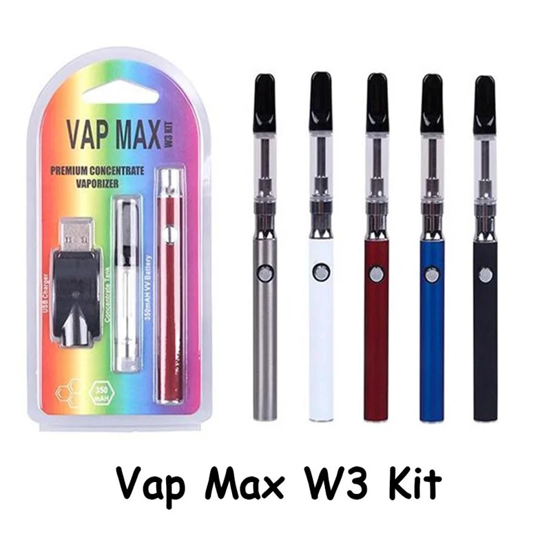 

Vap Max W3 Kit 350mah Vertex Preheat Variable Voltage Battery 1.0ml CC-ell Cartridge For 510 Thread Vaporizer Vape E-Cigarette