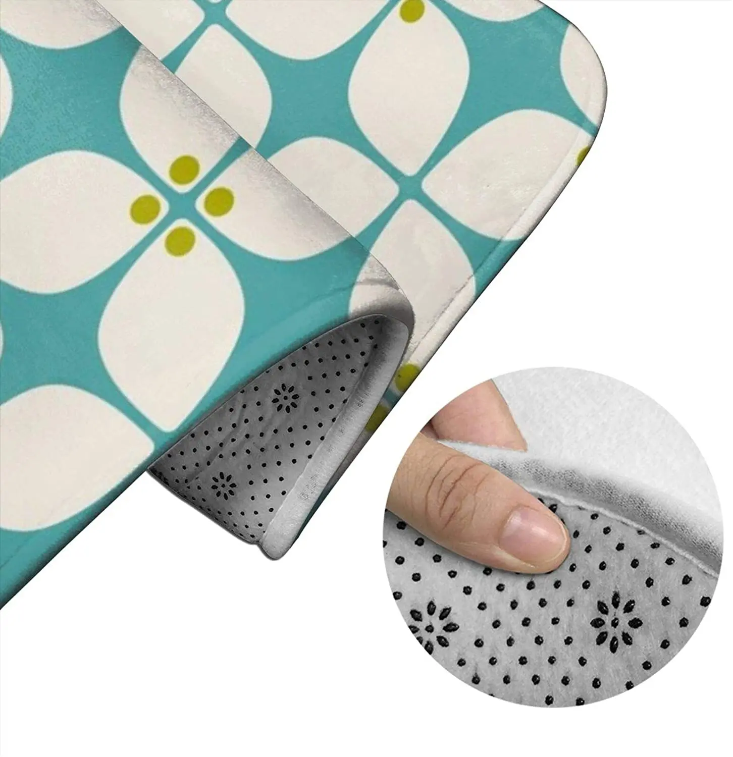 

Square Teal Mod Bathroom Mat Sets 3 Piece Set Rugs Memory Foam Mat Set Toilet Seat Cover Bath Mat Lid cover