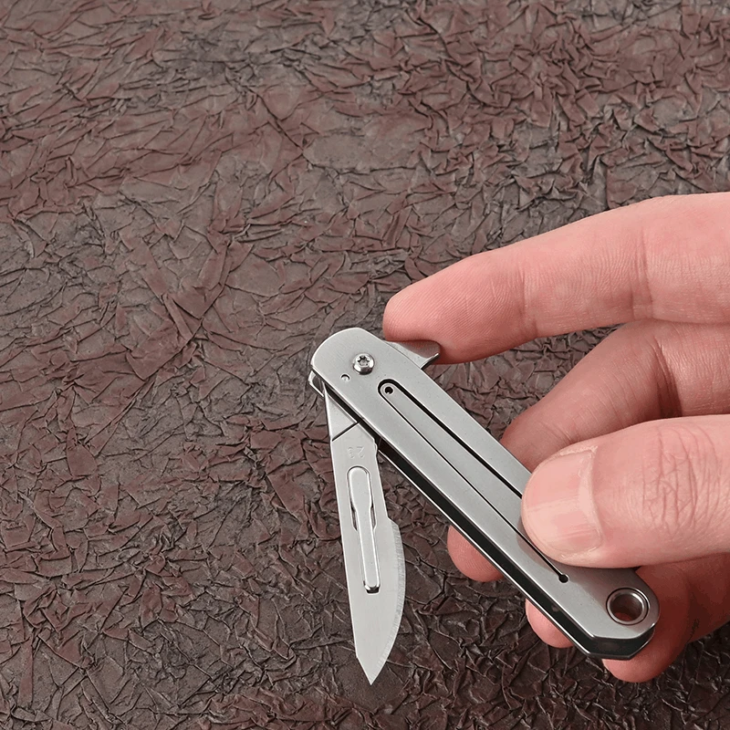 Stainless Steel Quick-opening Folding Knife Utility Knife Mini Folding Keychain Scalpel EDC Courier Opening Knifves 10 Blades