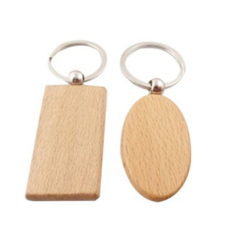 

120 Pcs Blank Wooden Key Chain DIY Wood Keychains Key Tags Gifts,60 Pcs Oval & 60 Pcs Square