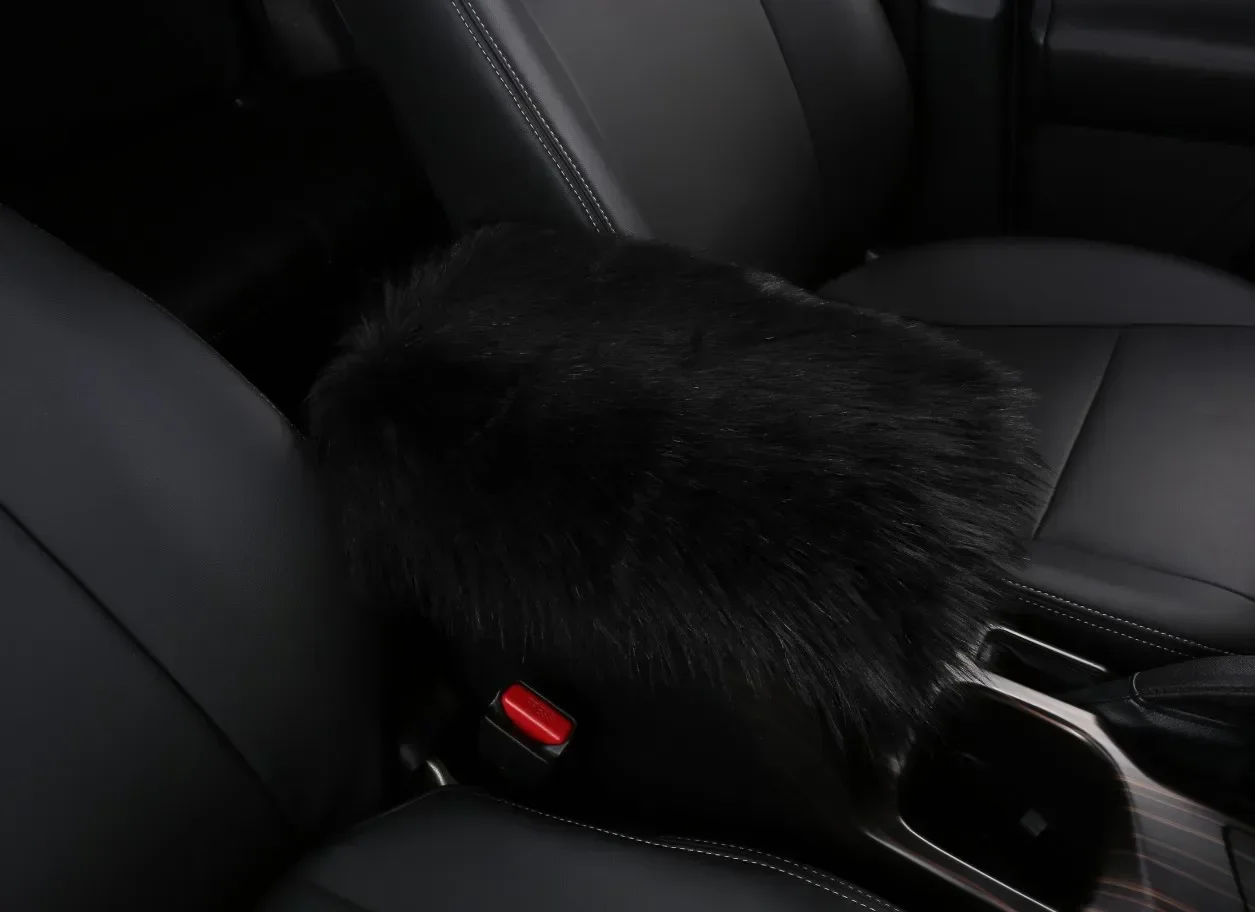 

Меховые чехлы на подлокотники автомобиля, центральная консоль автомобиля, искусственная шерсть, мех, мягкие пушистые Чехлы для подлокотников, универсальные аксессуары для салона автомобиля