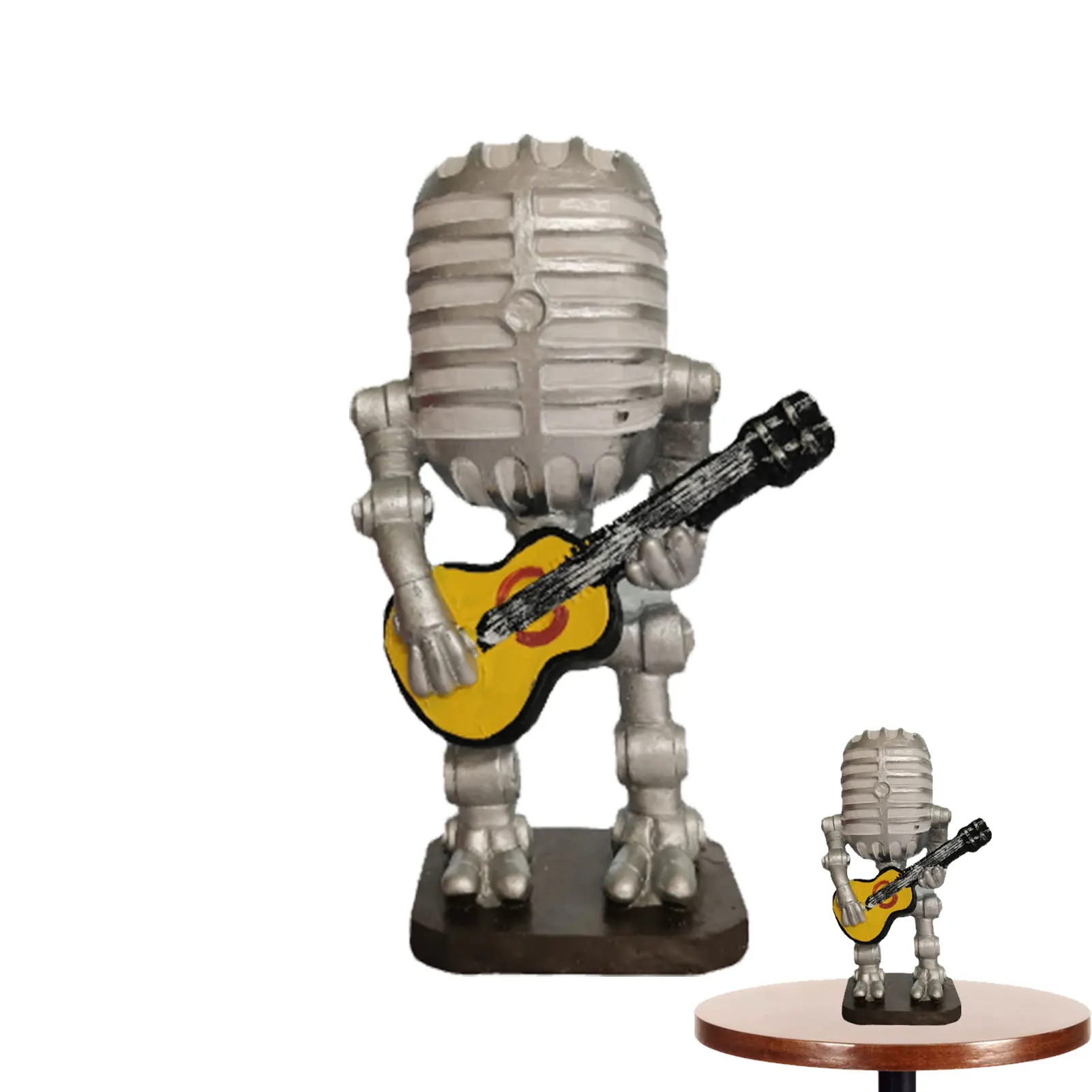 

Microphone Robot Desk Lamp Resin Microphone Robot Lamp With Mini Guitar Robot Dimmer Vintage Light Lamp Home Decor Indoor Lamp