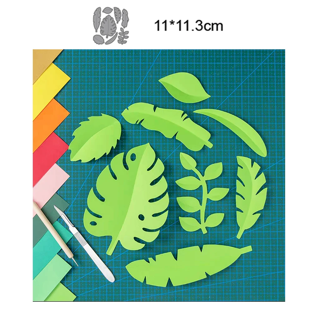 

8pcs/set Leaves 2022 New Christmas Metal Cutting Dies Decoration Scrapbooking Knife Blade Punch Stencils Album Embossing