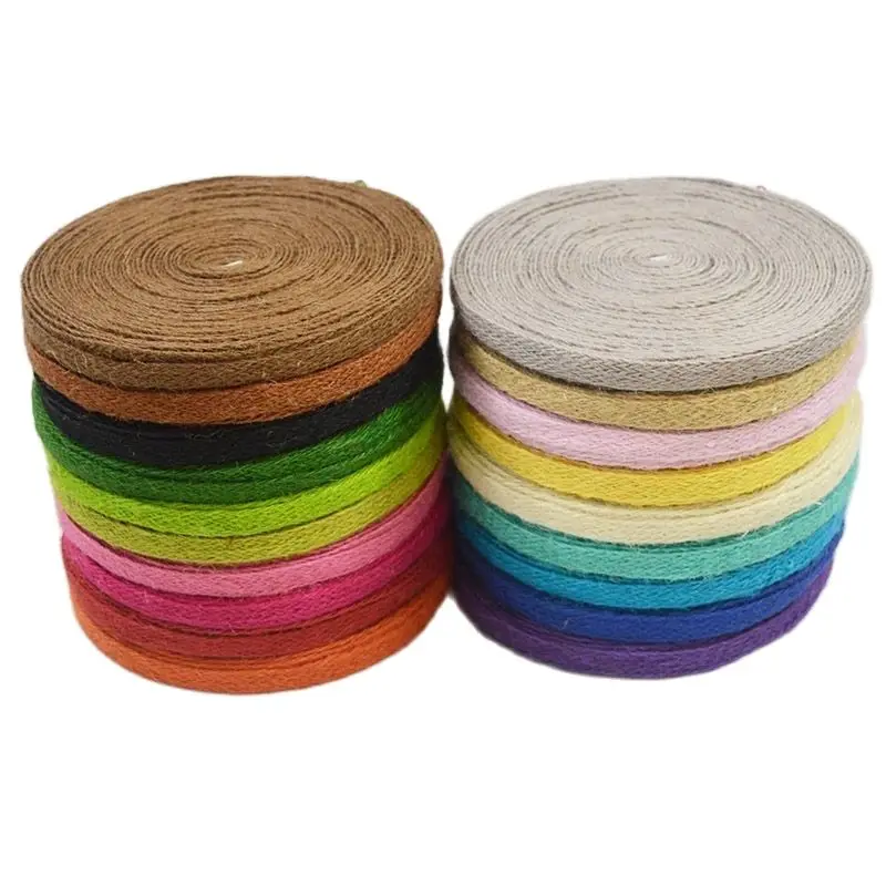 10M 10mm Multicolor Jute Belt Sewing Band Trims Natural Hemp Ribbon DIY Handmade Crafts Gift Wrap Cord Wedding String Rope Decor images - 6