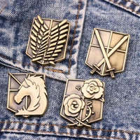 creative badges attack on titan jewelry anime new year gift lapel pins enamel pin friends womens brooch christmas fashion