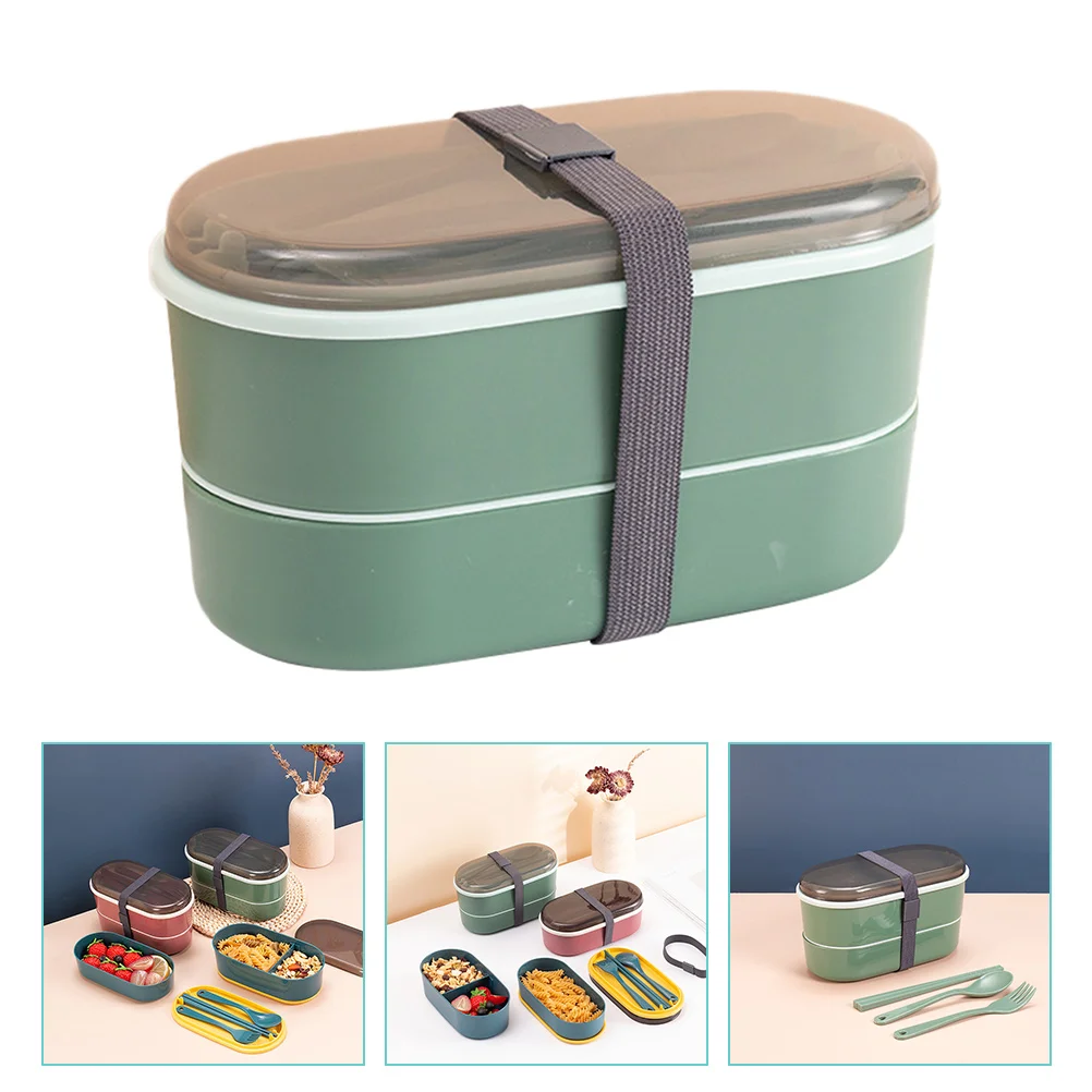 

1Set Double Layer Bento Box Fruit Box Lunch Bento Box Large Capacity with Tableware