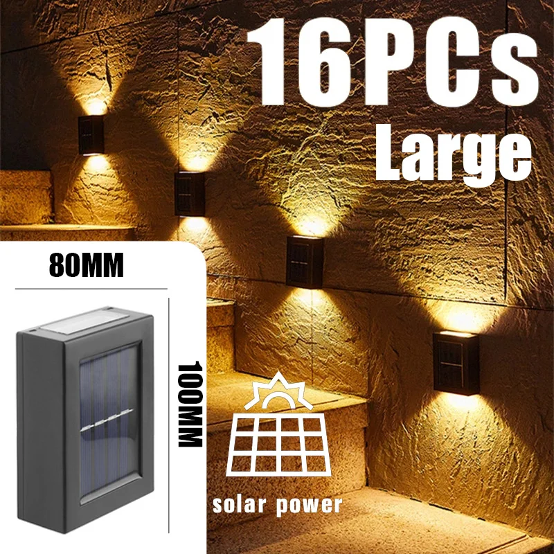 

Smart Large Solar Wall Lamps Outdoor Waterproof Up and Down Yard Garden Decor Solar Porch Lights Stairs Fence Sunlight Lamp