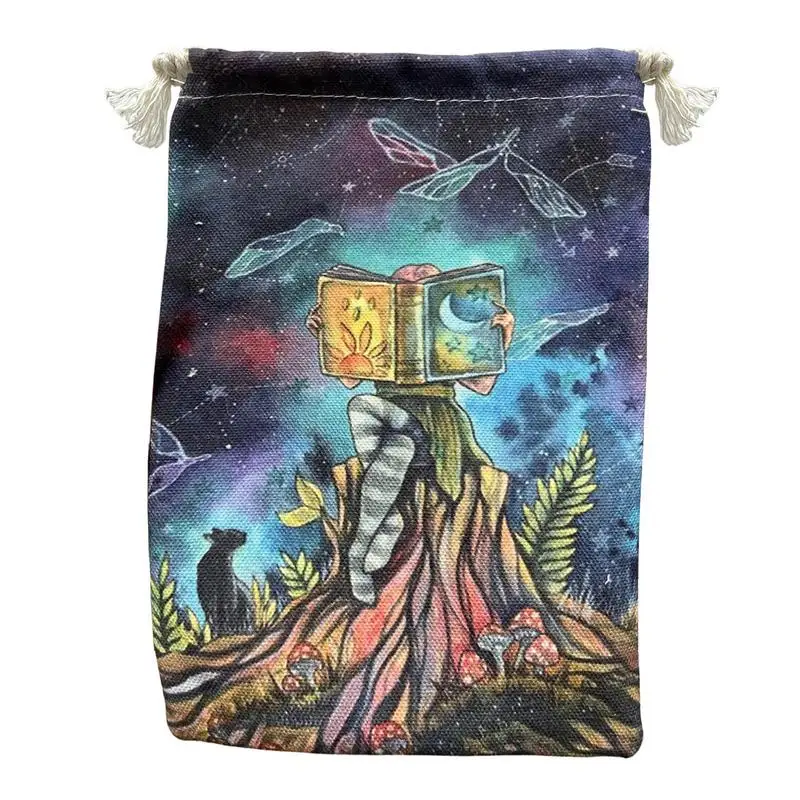 

Tarot Bags And Pouches Hand Gift Velvet Storage Bag 14x22cm Forest Pattern Drawstring Tarot Card Velvet Bag Tarot Cards Bag