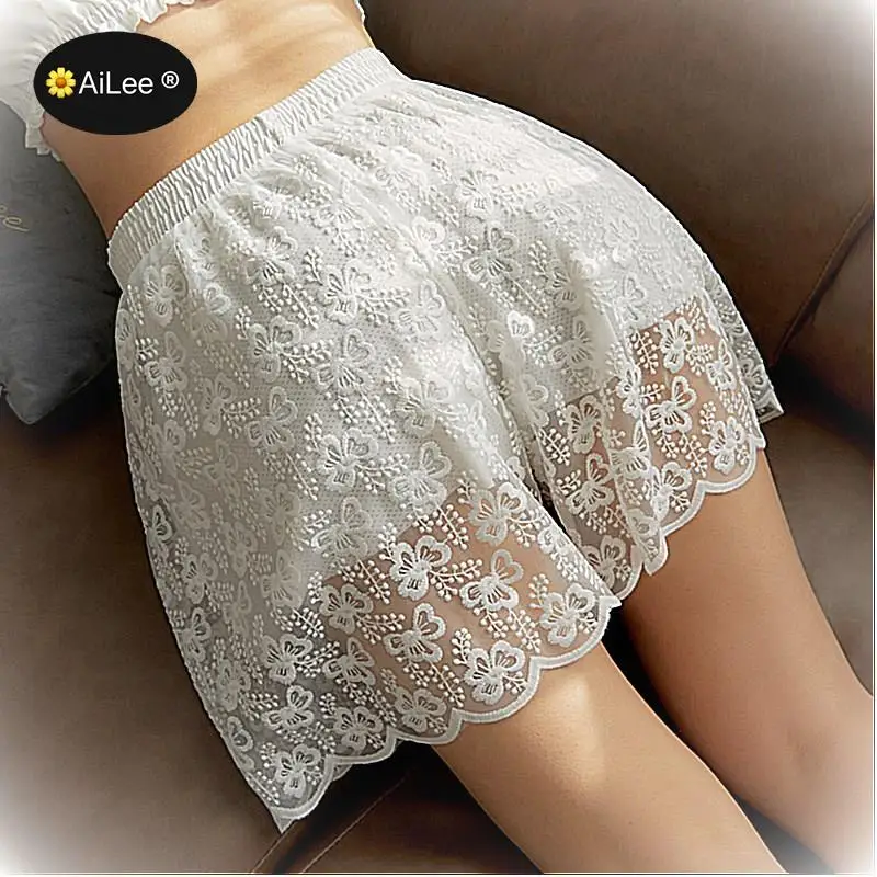 Elegance Lace Safety Short Pants Women Short Tights Soft Seamless Lace Underwear Female Safe Shorts Sexy Lingerie Plus Size