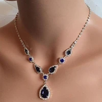 classic ladies water droplet crystal pendant necklace full bling iced out rhinestone zircon for women party wedding jewelry