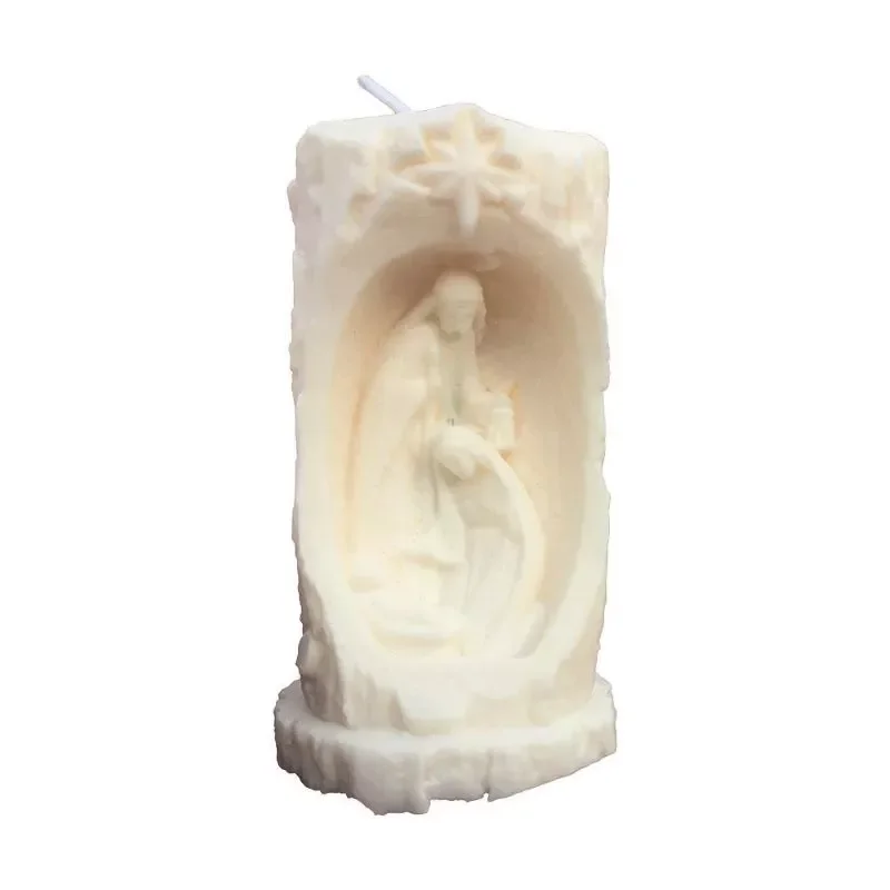 

Christmas elf Portal Bethlehem handmade birth scented candle Christmas Eve smell Natural white powder carved craft