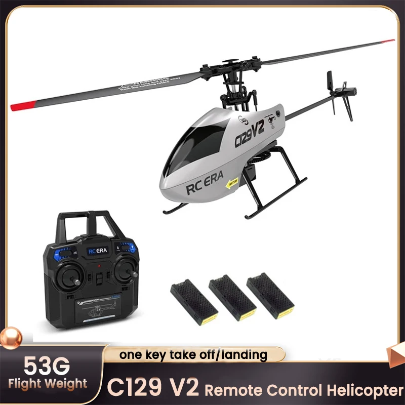 

Радиоуправляемый вертолет C129 V2, 4-канальный пульт дистанционного управления, модель дрона с зарядкой, БПЛА, уличный летательный аппарат, удерживает высоту, одно весло, игрушка