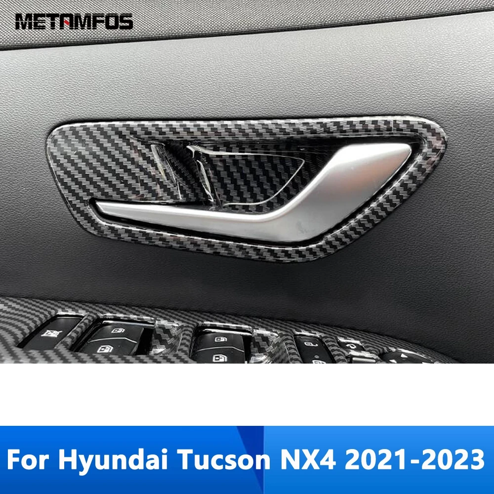 Für Hyundai Tucson 2021 2022 2023 Carbon Fiber Innen Tür Griff Bowl Abdeckung Trim Dekoration Rahmen Innere Zubehör Auto Styling