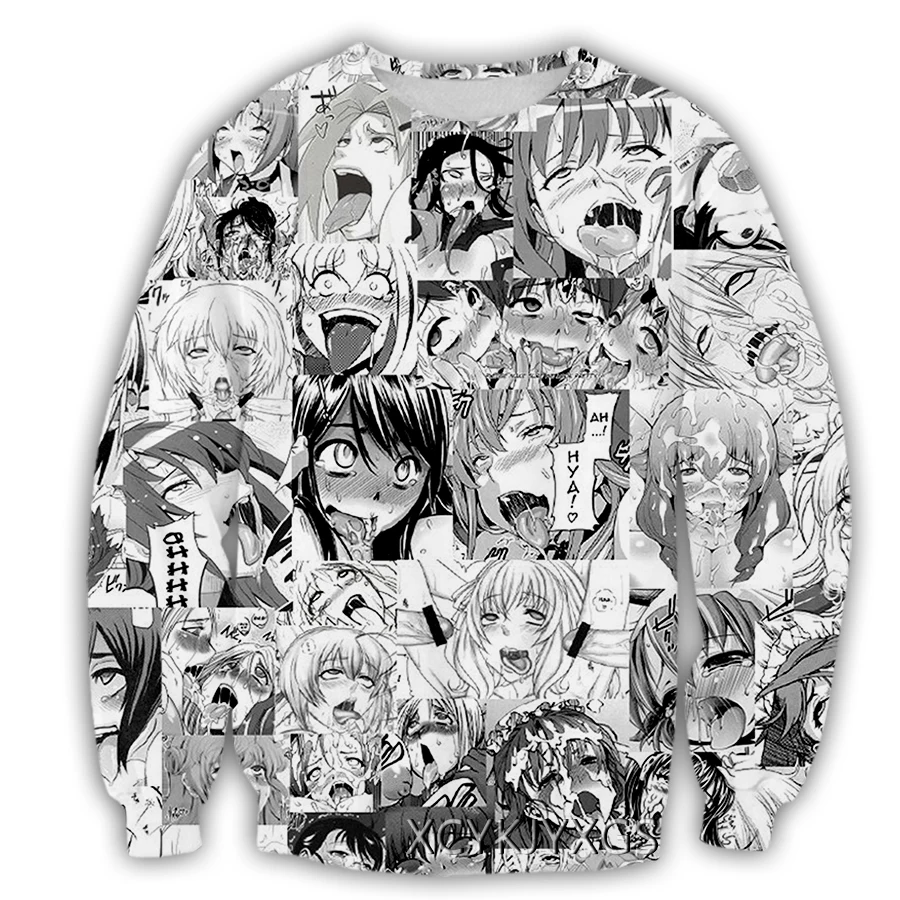 Новый Повседневный Свитшот phechion для мужчин и женщин аниме Ahegao с 3D принтом модная