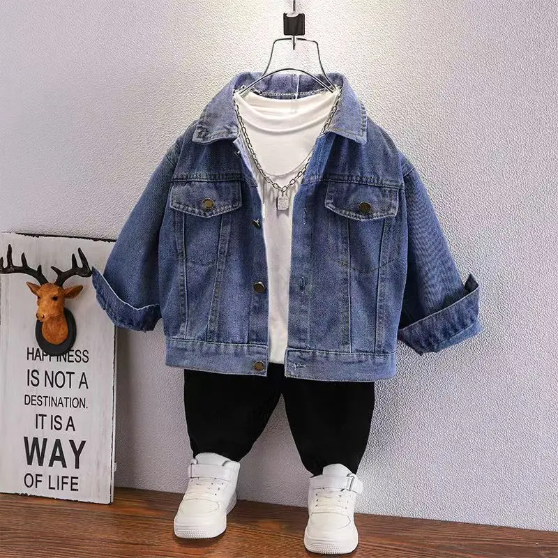 

Childrens Denim Jacket Boys Spring And Autumn 2023 New Spring Clothing Childrens Trend Korean Version Jacket Baby Top Kids