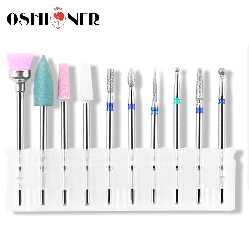 

10pcs/box Diamond Nail Drill Bit Rotery Electric Milling Cutters For Pedicure Manicure Files Cuticle Burr Nail Tools Accessories