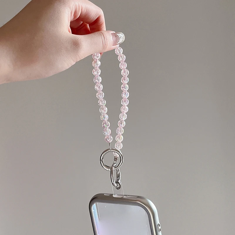 Длинный ремешок для телефона с трещинами и вышивкой из бисера