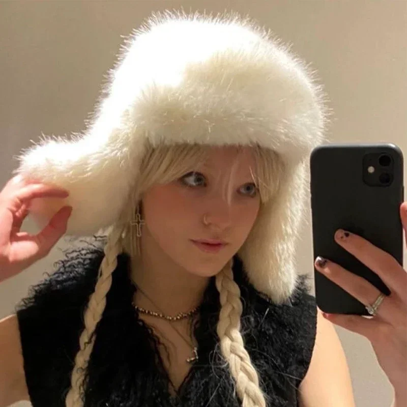 Искусственный мех зимняя женская шапка охотника ветрозащитная теплая Толстая