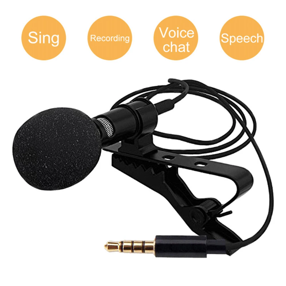 

Портативный металлический мини-микрофон 3,5 мм, конденсаторный петличный микрофон с зажимом на лацкане, проводной микрофон/микрофон для тел...
