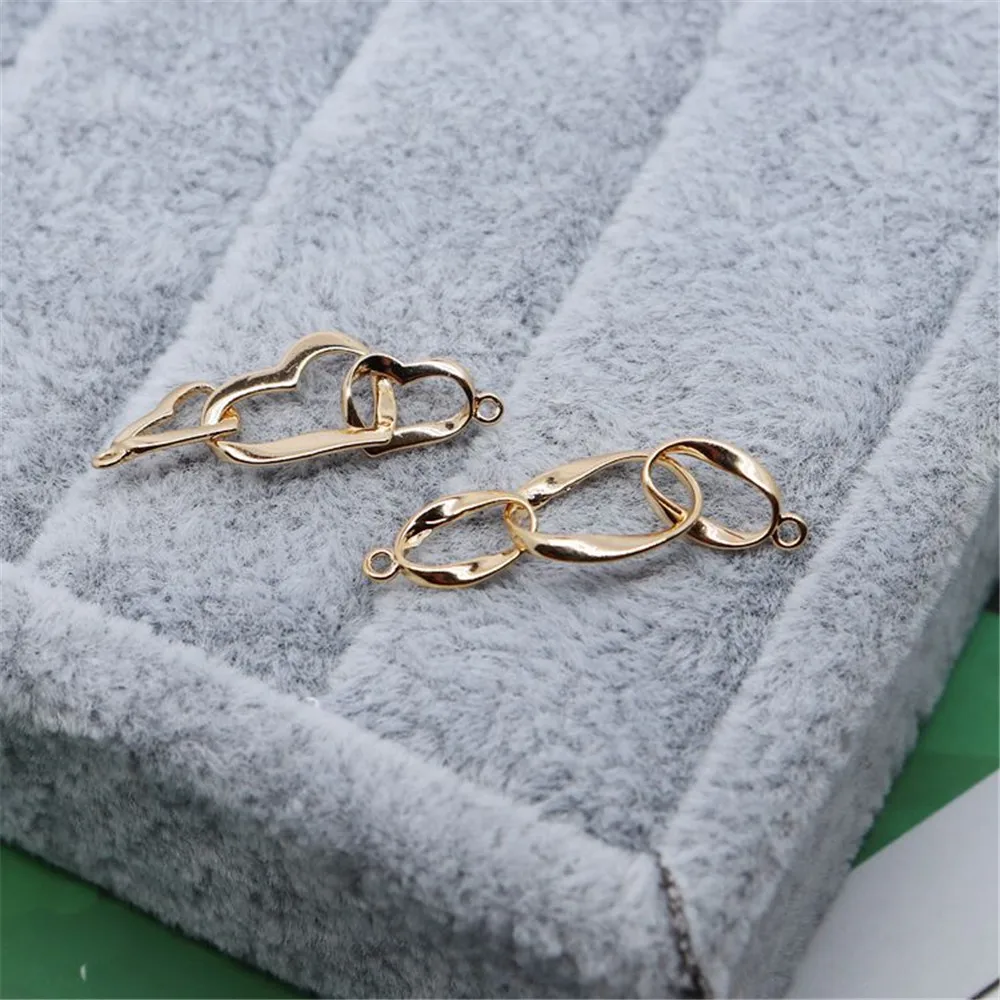 

18K copper coated gold smooth surface three love pendant handmade DIY necklace pendant accessories bracelet pendant material