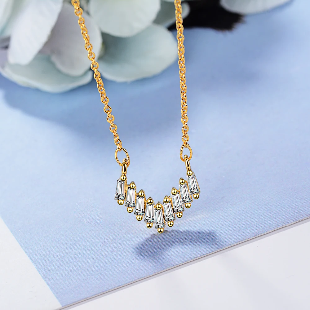 Кулон с V-образным цирконием серебро 925 пробы 2023