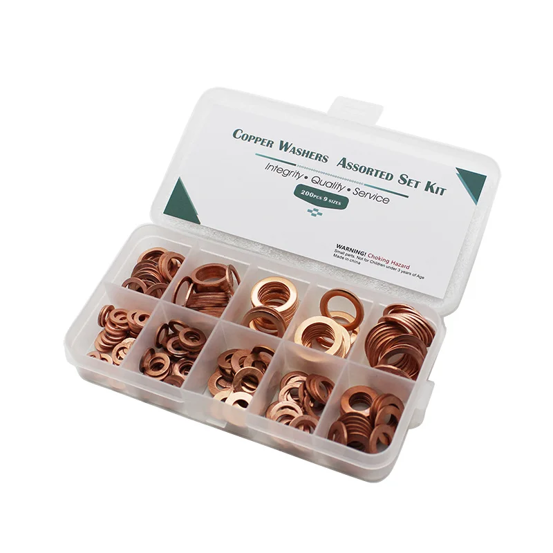 

200pcs Copper Sealing Solid Gasket Washer Sump Plug Oil For Boat Crush Flat Ring