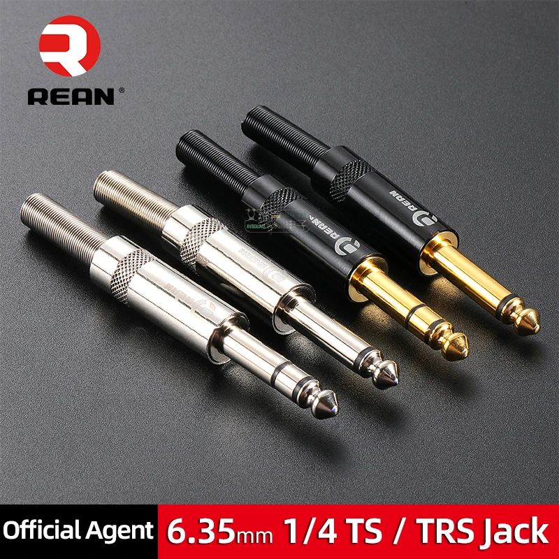 

Neutrik REAN jack 6.35mm TRS Stereo 3 Pole Gold Plated 1/4 inch TS Mono 2 Pole Plug 6.5 Straight Plug for Guitar Bass Microphone