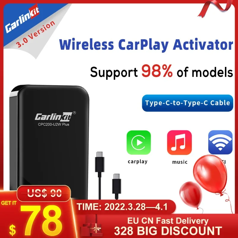 

Carlinkit 3,0 Для Apple беспроводной адаптер Carplay автомобильный для проводного Carplay Type-C автомобильный мультимедийный плеер Plug And Play IOS14