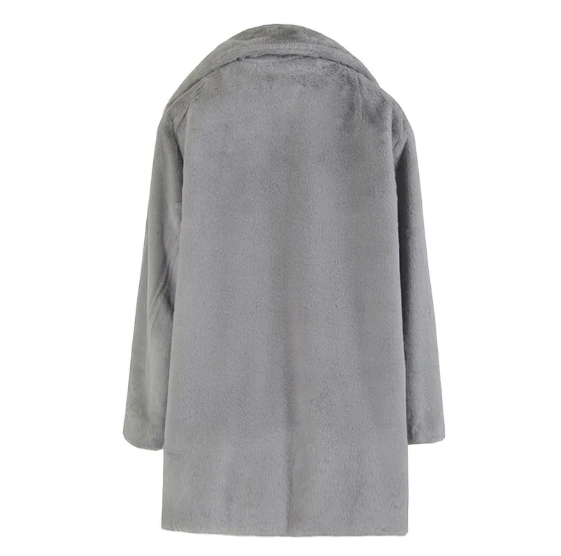 2021 Autumn and Winter Lapel Thick Woolen Coat Women's Mid-length Solid Color Loose Long-sleeved Plush Coat Imitation Fur Coat