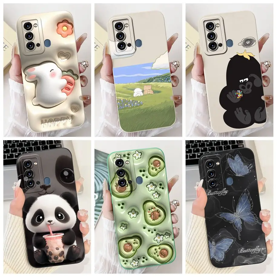For Itel P38 S17 Case S661W Shockproof Cover Cute Cartoon Panda Soft Silicone Matte Fundas Vision 3 Vision3 Phone Cases
