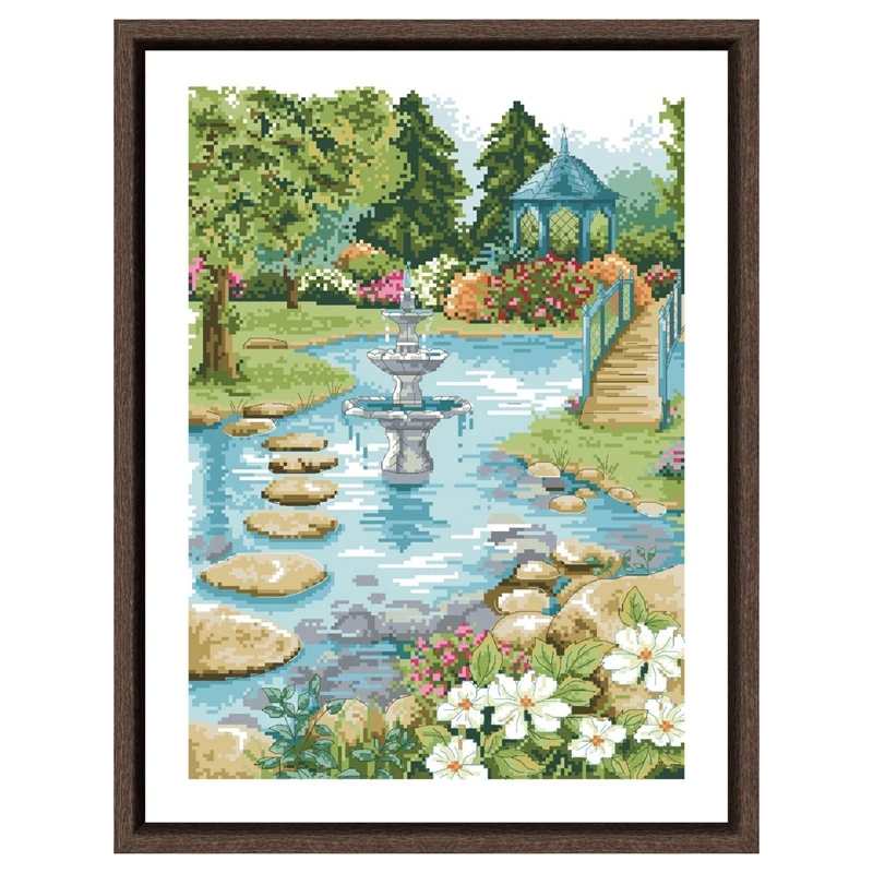 Water garden cross stitch kit cotton thread 18ct 14ct 11ct unprint canvas stitching embroidery DIY home decor
