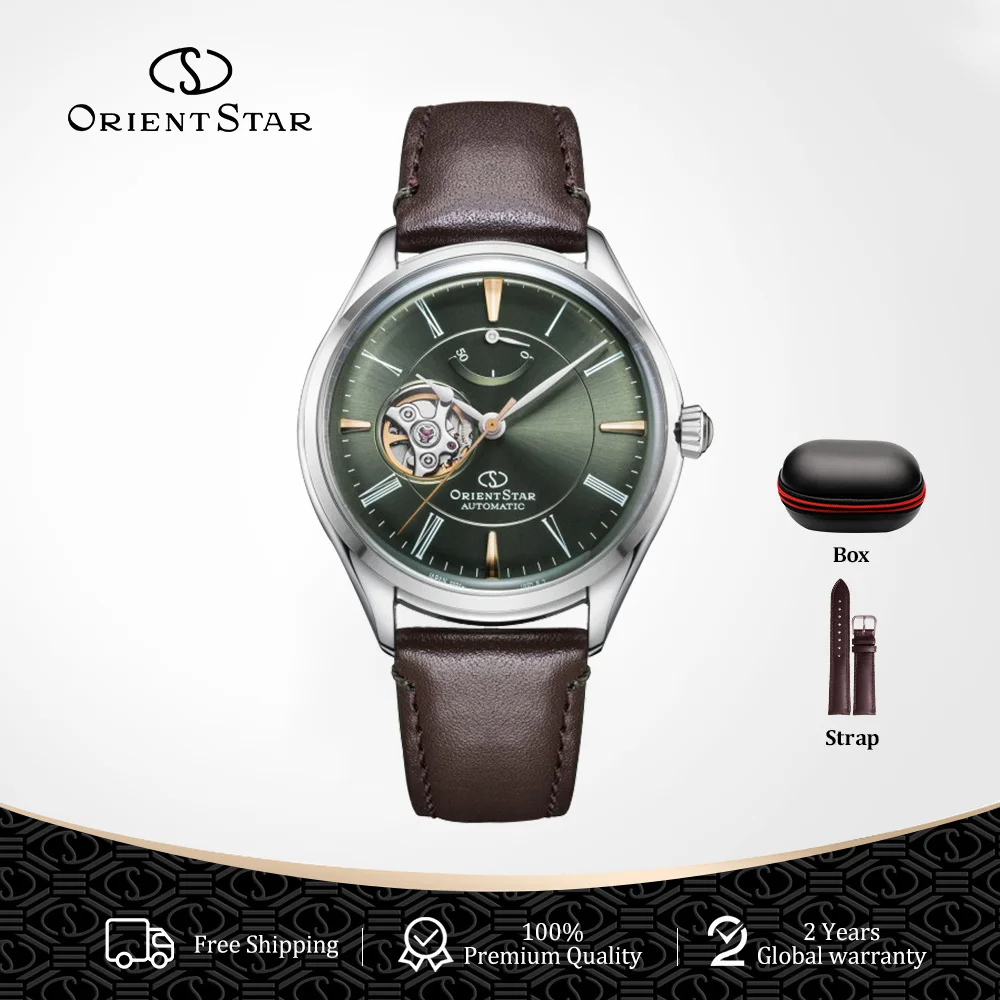 

ORIENT STAR Mechanical Man Watch, Japanese Business Wrist Watch Bambino Semi-Skeleton Dial, 50H Power Reserve /RE-AT0203L