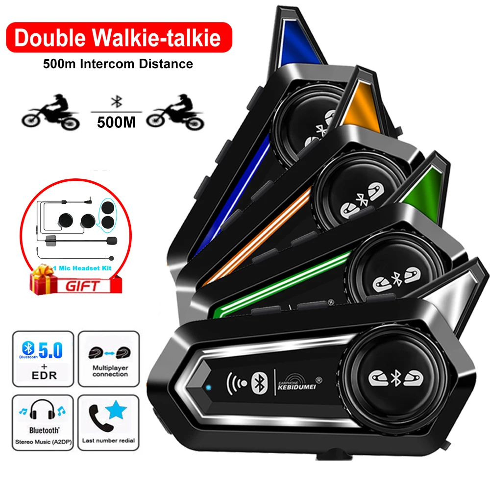 

Motorcycle Helmet Bluetooth Intercom Headset Handsfree Intercomunicador Moto Noise Reduction For 2 Riders Boxed Walkie-talkie