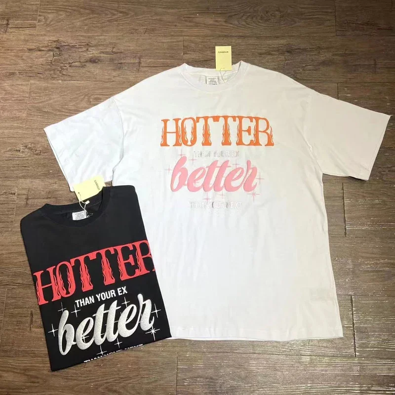 

Foam Printing VTM T-Shirts Pure Cotton Casual Oversized White Summer Tops