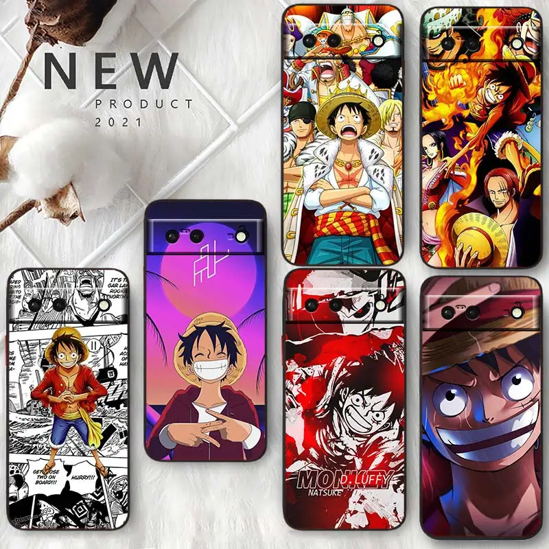 

One Piece Luffy Animation For Google Pixel 7 6 Pro 6A 5A 5 4 4A XL 5G Black Phone Case Coque Capa Soft TPU Silicone Fundas