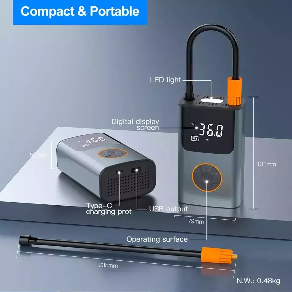 

LS 4000MAH Smart Car Electrical Air Pump Portable Wireless Tire Inflatable Pump Inflator Air Compressor Pump for Car Bicycle