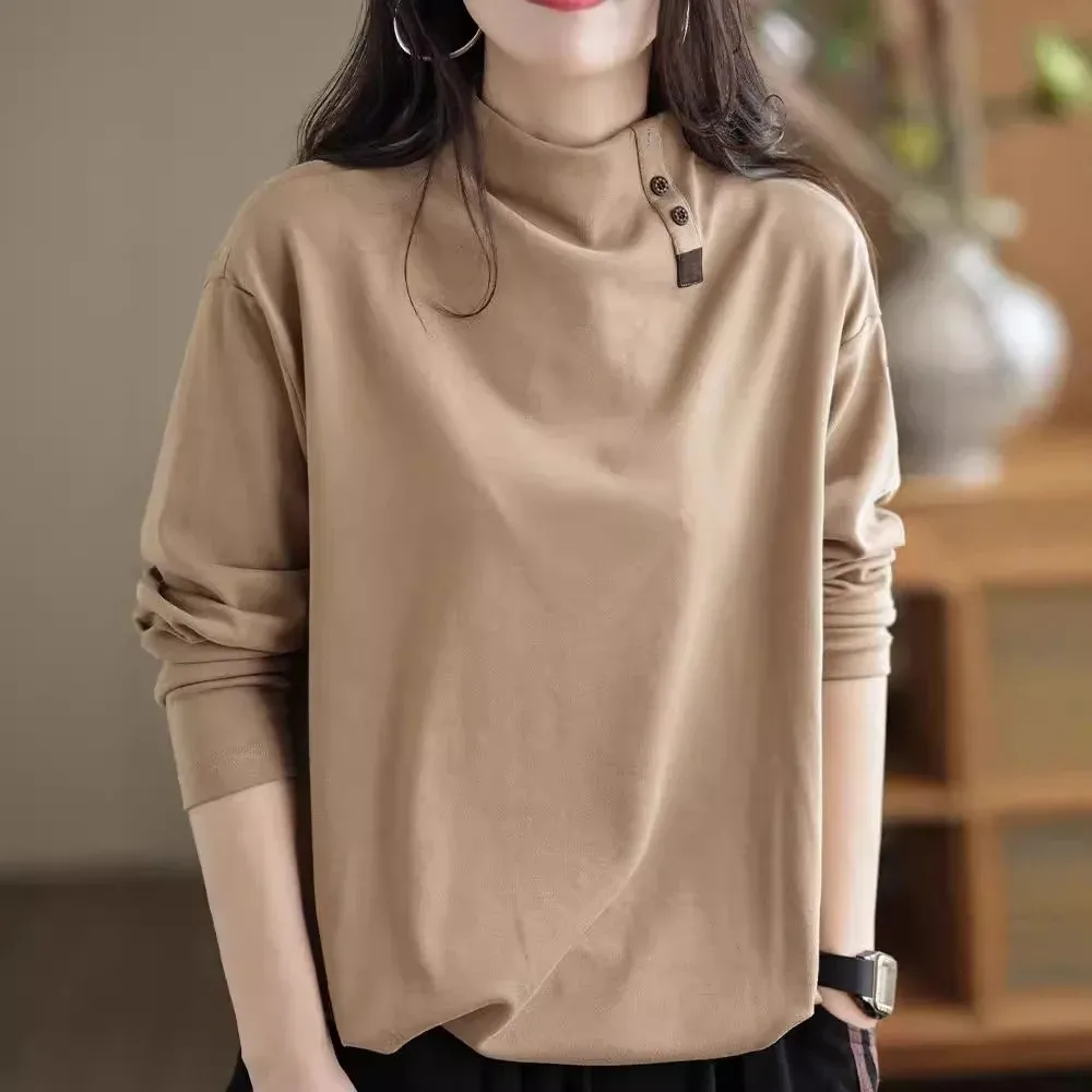 Новинка 2023 свободный крой базовый слой женский топ осень/зима повседневный