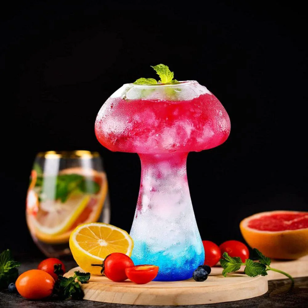 

Mushroom Shaped Cup Cocktail Fruit Juice Milk Cute Glass Cup Beer Creative Clear Wine Glasses Coffee Cups Drinkware for Bar New
