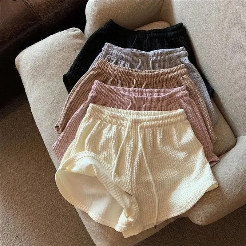 

Women Shorts Lace Up Summer High Elastic Drawstring Wide Leg Sweat Short Fitness Running Shorts Loose Bottoms Sports Pants