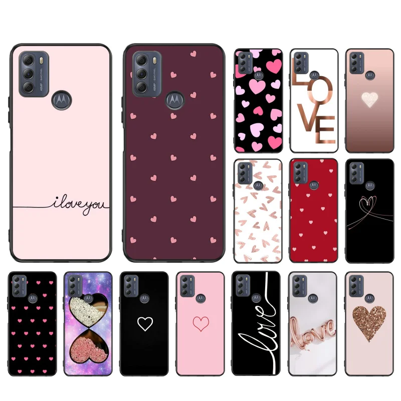 

I Love you Pink Heart Phone Case for Motorola Moto G 5G G50 G30 G20 G10 G60 G Pure G Stylus G100 G9Plus G Power