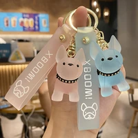 cartoon crystal french bulldog man keychain fashion keychain car keyring woman bag pendant couple accessories christmas gift