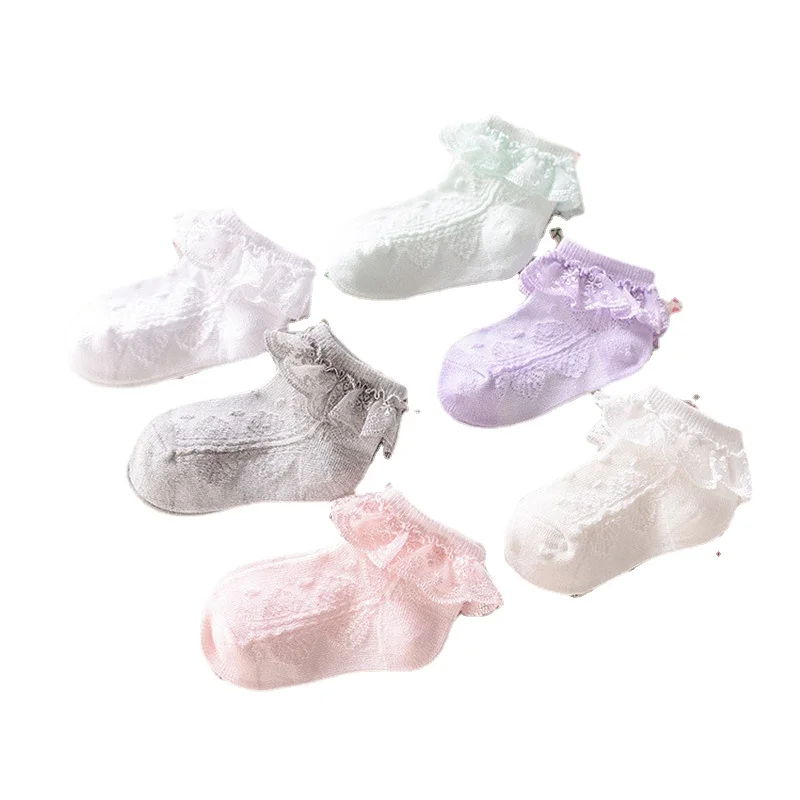 

Baby Child Girls Ruffle Lace Ankle Cotton Dress Socks Princess Summer Cotton Eyelet Flower Socks