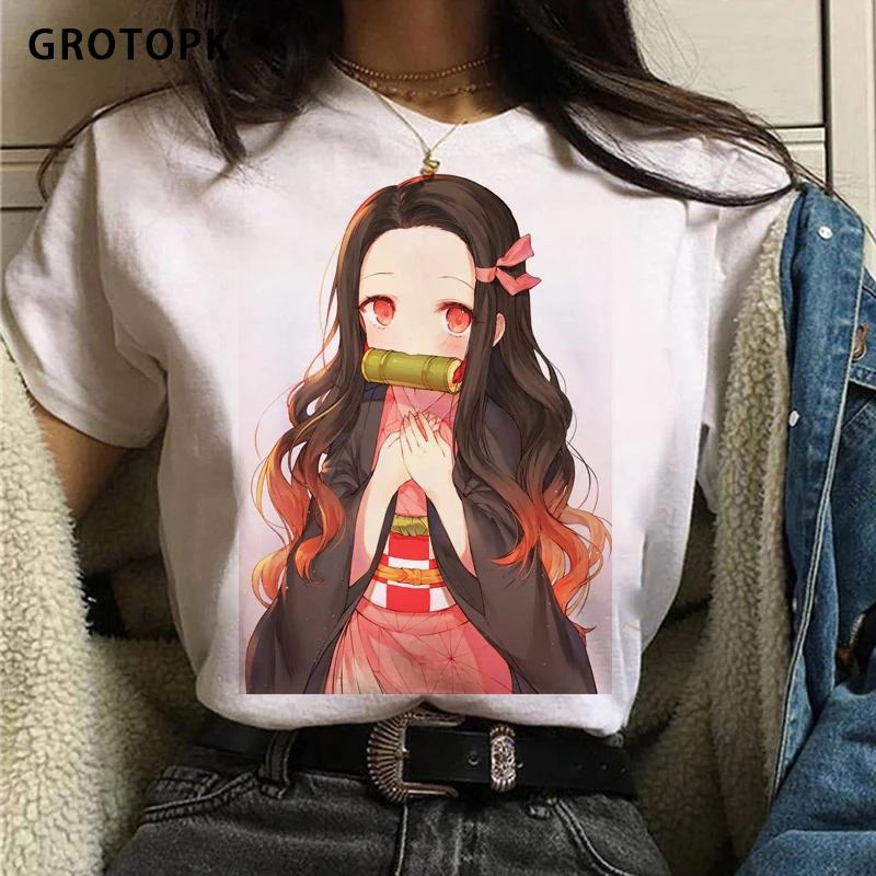 Женская Футболка Kamado Nezuko С Принтом Топ В Японском Аниме-стиле Demon-slaying Design Милый