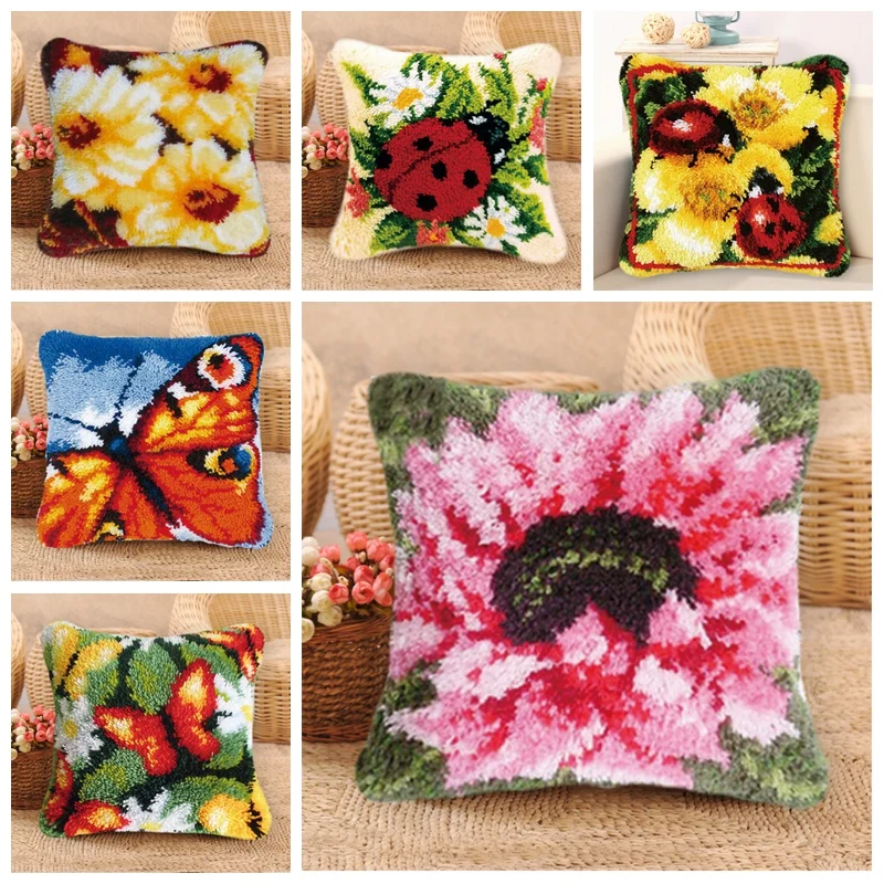 

Цветочная защелка крючок шерстяная красочная подушка ковер наборы Сделай Сам Вышивка крестом 3D пряжа наборы для вышивки ковер брезентовый коврик вышивка подарок