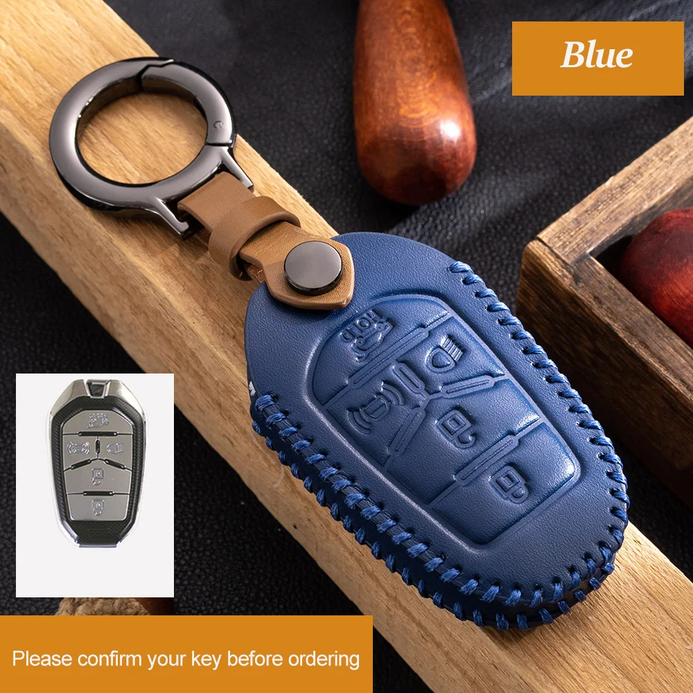 

Genuine Leather Car Key Case Cover Fob Shell for Ssang Yong 2020 G4 Rexton Car Accessories
